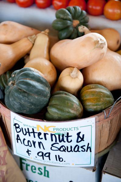 squash display at local farmers market